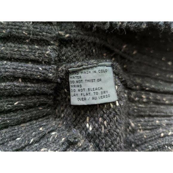 Vintage 90s Sweater Dark Gray Chunky V-Neck Oversize Cable Knit Misses Size M - Picture 8 of 8
